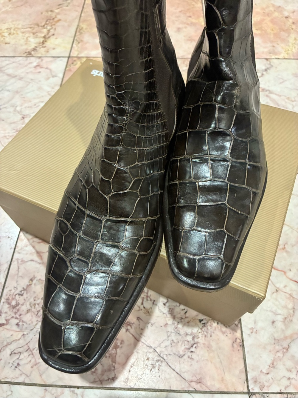 Men's Brown genuine Alligator Leather Boots
